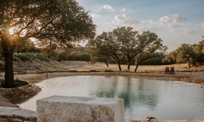 Spring Branch House | The Roost Farmhaus on 20 acres, hill country view, firepit, swimming hole