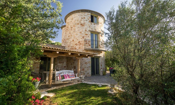 Evgiros Villa | Thyme Tower luxery stone Tower,with private pool and stunning sea view
