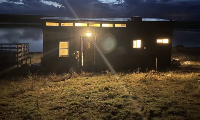 Stratford Cabin | Tiny House on Moses Lake with Dock, Boat Launch, Large deck w/ Hot Tub and grill