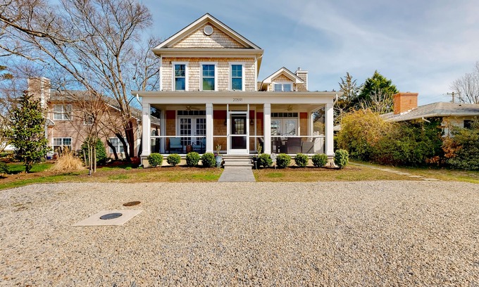 Dodds Addition House | Town of Rehoboth Beach inviting home with heated pool, firepit, central AC, W/D