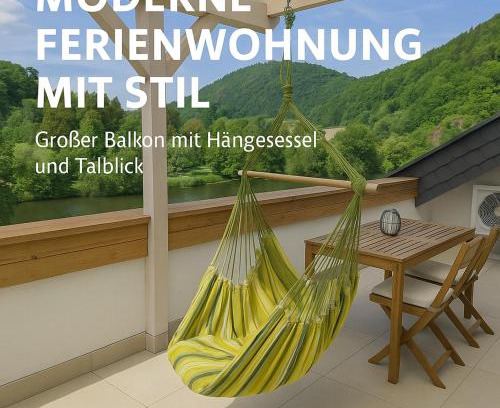 Neckarsteinach Apartment | Traumhafte Wohnung mit Balkon & Flussblick in Neckarsteinach, 15km Heidelberg