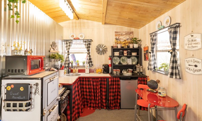 Sweetwater Cottage | Unique Tiny House with Queen Bed and Hot Tub in country setting.