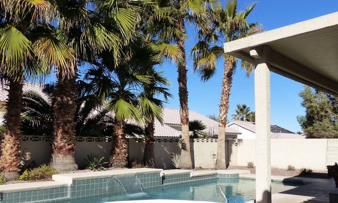 Paradise House | Vegas Haven! Sleeps 8! Private Home w/Pool & Hot Tub in Gated Community, Dogs OK