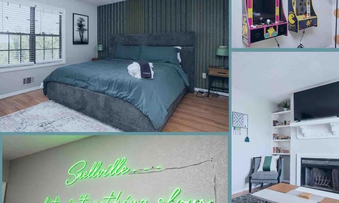Snellville House | Vibrant Family Retreat~Sleeps 8~2 Kings~ Game Room