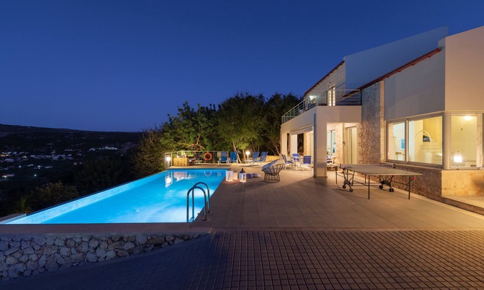 Gavalochori Villa | Villa Armonia, 3 bedrooms, sea views, 45m2 infinity pool w/heating, ping pong.