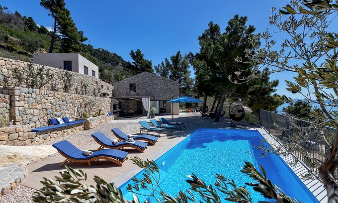 Krvavica House | Villa EagleStone with perfect privacy - large outdoor space with pool and view