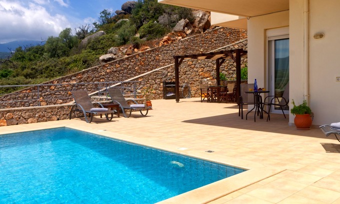 Vathi Villa | Villa Hibiscus , Piscine Privée et Splendide vue