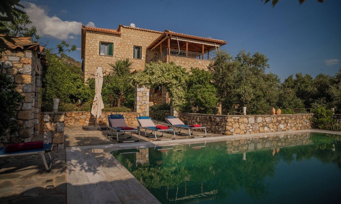 Lefktron House | Villa Kamares-a luxury family-friendly home with pool, and lots of outdoor space