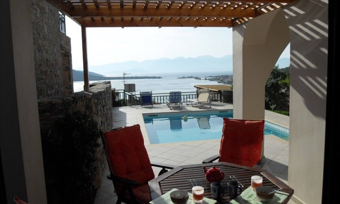 Mavrikiano Villa | VILLA MINOS, Elounda Bay views - Private Pool, near Beach & Shops FREE WI-FI