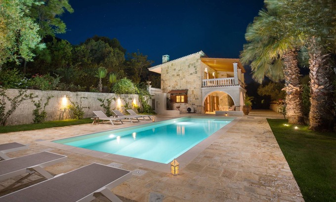 Benitses Villa | Villa Pietra - private pool, stunning sea views, fast internet, sleeps 10+