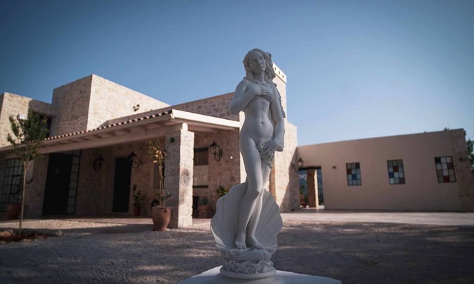 Achilleio Villa | Villa Stratos Corfu-New stone modern Villa with private pool and hot tub.