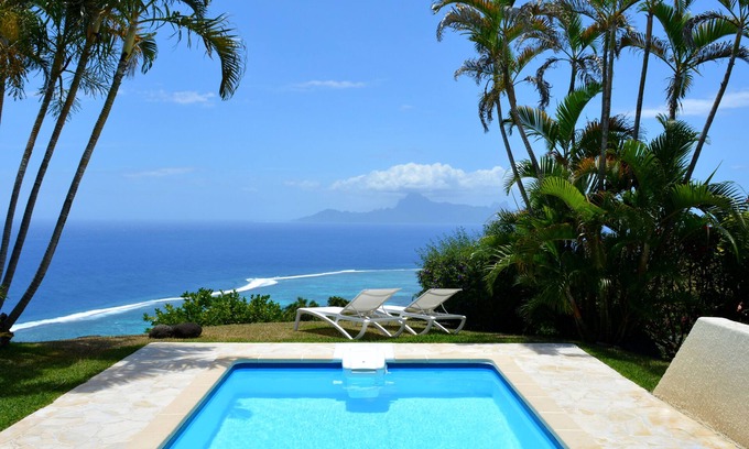 Punaauia Villa | Villa Tiare amazing view - private pool - 4 bedrooms- up to 7 pers