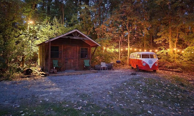 Colton Cabin | VW Bus Campsite & Very Small Cabin on the Water!