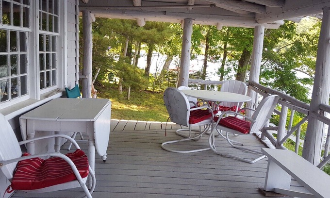 Neshobe Beach Cottage | Waterfront Adirondack Style Rustic Cottage great sunsets