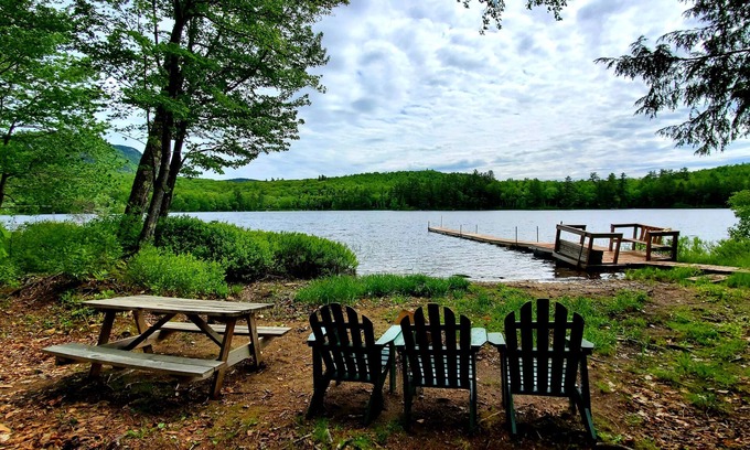 Bryant Pond Cabin | Waterfront and Mountain view a HOT TUB, Unlimited KARAOKE and Pet Friendly!