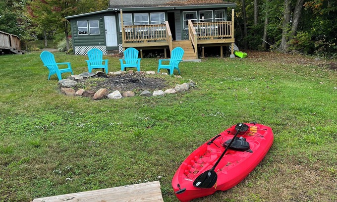 Northwest Harwinton Cabin | Waterfront Cabin w Firepit, Dock, Deck, BBQ. Direct Lake Access! Pet-friendly!