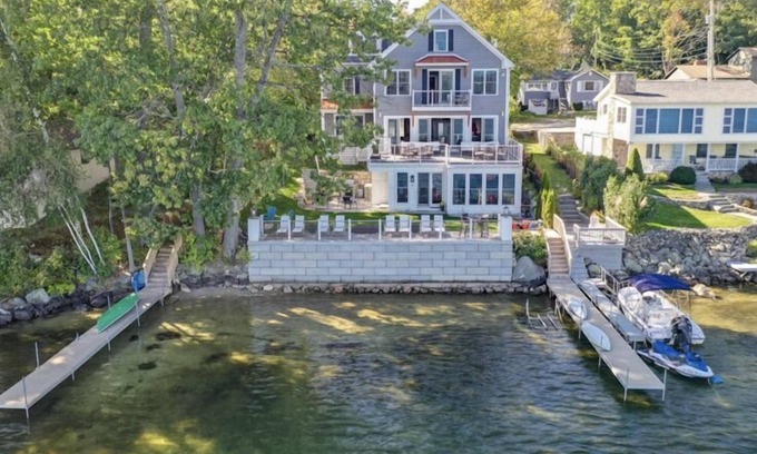 Meredith House | Waterfront Lake Winnipesaukee Luxury Family House with Private Water/Dock
