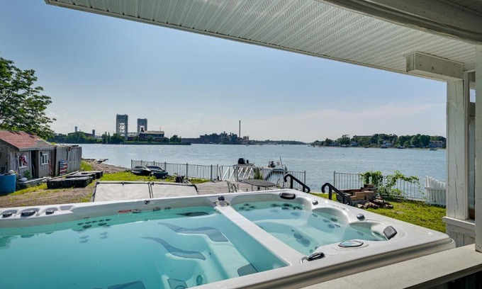 North Weymouth House | Weymouth Waterfront Getaway with Swim Spa and Hot Tub