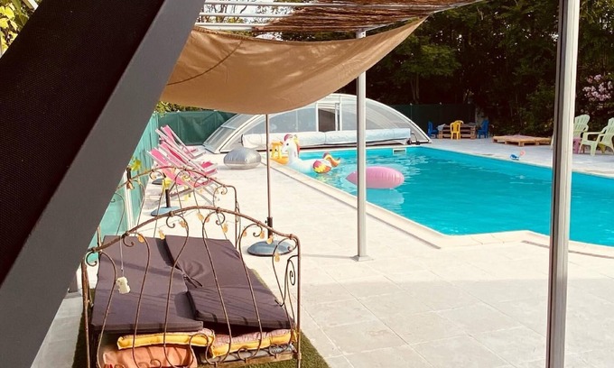 Fargues Other | white stone cottage in the countryside, with swimming pool. Magnificent view