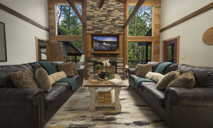 Broken Bow Apartment | Wine Time – Heated (Optional) Pool, Shuffleboard, Table Arcade, Play Set