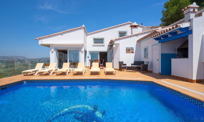 Teulada Villa | Wonderful private villa with hot tub, A/C, private pool, WIFI, TV, terrace and panoramic view