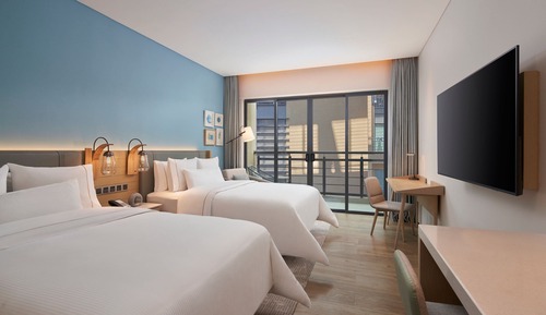 Double Room, 2 Double Beds, Balcony
