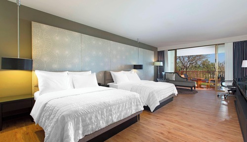 Room, 2 Double Beds, Non Smoking, Garden View (Balcony)