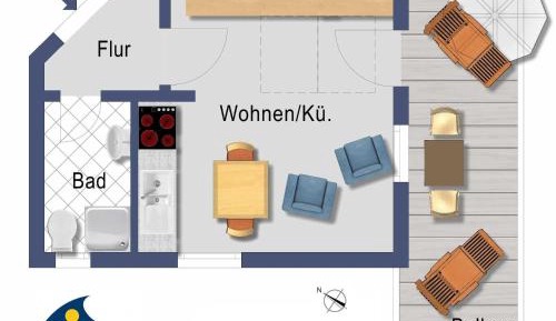 Apartment with Balcony and Terrace