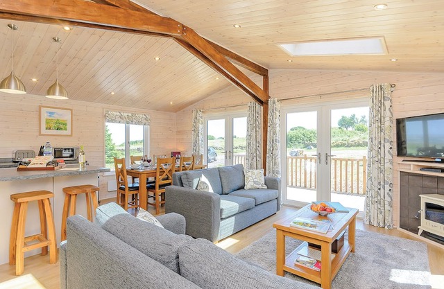 Luxurious lodge with stunning countryside views.