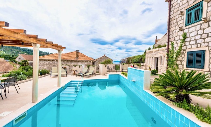 Lopud Island Villa | Traditional island villa with panoramic views, pool, sauna and alfresco dining